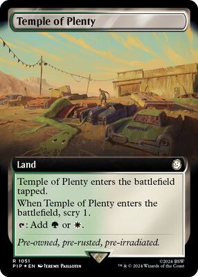 Temple of Plenty (Extended Art) (Surge Foil) card from Universes Beyond: Fallout