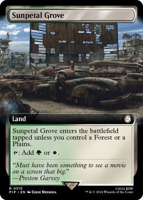 Sunpetal Grove (Extended Art) card from Universes Beyond: Fallout