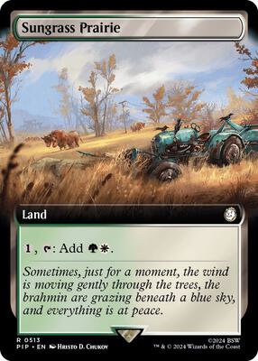 Sungrass Prairie (Extended Art) card from Universes Beyond: Fallout