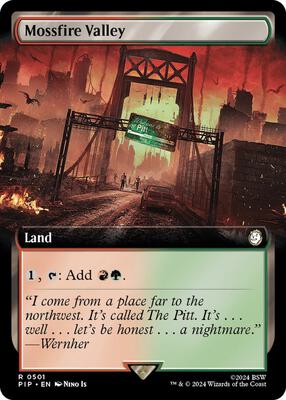Mossfire Valley (Extended Art) card from Universes Beyond: Fallout