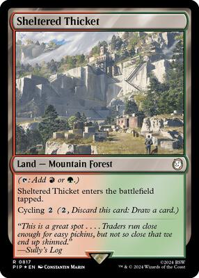Sheltered Thicket (Surge Foil) card from Universes Beyond: Fallout