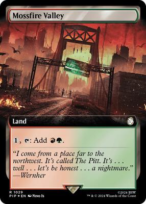 Mossfire Valley (Extended Art) (Surge Foil) card from Universes Beyond: Fallout