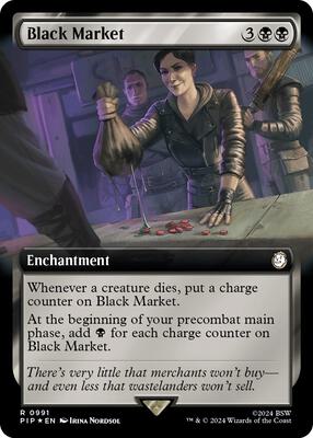 Black Market (Extended Art) (Surge Foil) card from Universes Beyond: Fallout