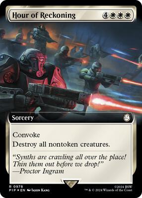Hour of Reckoning (Extended Art) (Surge Foil) card from Universes Beyond: Fallout