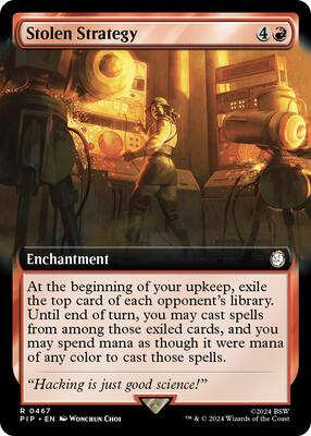 Stolen Strategy (Extended Art) card from Universes Beyond: Fallout