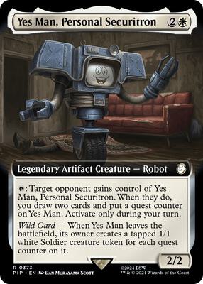 Yes Man, Personal Securitron (Extended Art) card from Universes Beyond: Fallout