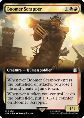 Boomer Scrapper (Extended Art) (Surge Foil) card from Universes Beyond: Fallout