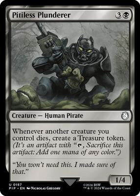 Pitiless Plunderer card from Universes Beyond: Fallout