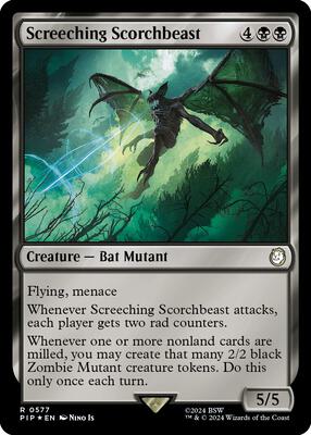 Screeching Scorchbeast (Surge Foil) card from Universes Beyond: Fallout