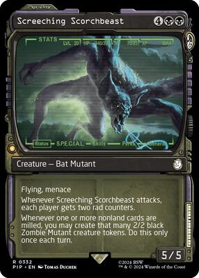 Screeching Scorchbeast (Showcase) card from Universes Beyond: Fallout