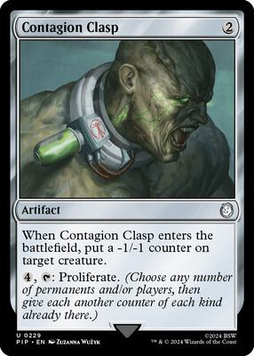 Contagion Clasp card from Universes Beyond: Fallout