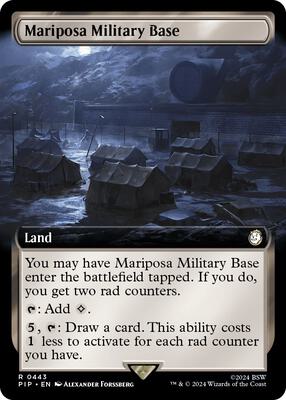Mariposa Military Base (Extended Art) card from Universes Beyond: Fallout