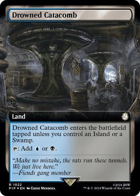 Drowned Catacomb (Extended Art) (Surge Foil) card from Universes Beyond: Fallout