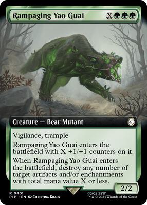 Rampaging Yao Guai (Extended Art) card from Universes Beyond: Fallout