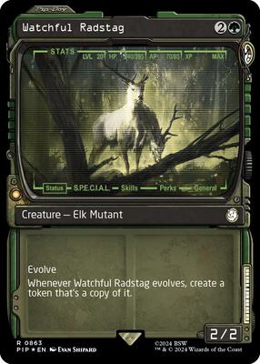 Watchful Radstag (Showcase) (Surge Foil) card from Universes Beyond: Fallout