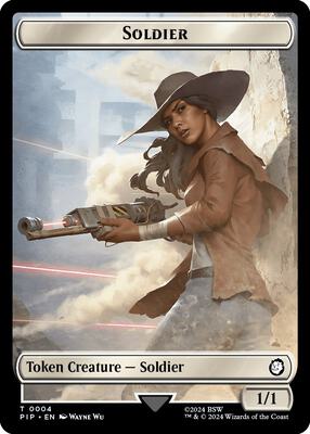Soldier (0004) // Treasure (0019) Double-Sided Token card from Universes Beyond: Fallout