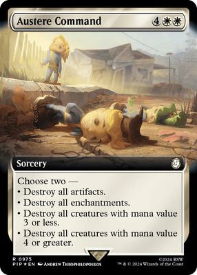 Austere Command (Extended Art) (Surge Foil) card from Universes Beyond: Fallout