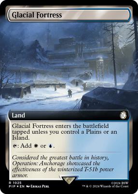 Glacial Fortress (Extended Art) (Surge Foil) card from Universes Beyond: Fallout