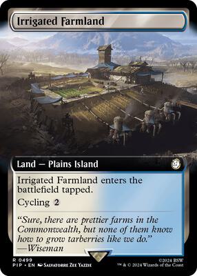 Irrigated Farmland (Extended Art) card from Universes Beyond: Fallout