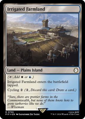 Irrigated Farmland (Surge Foil) card from Universes Beyond: Fallout