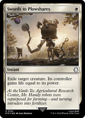 Swords to Plowshares (Surge Foil) card from Universes Beyond: Fallout