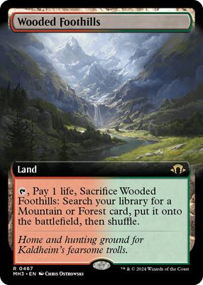 Wooded Foothills (Extended Art) card from Modern Horizons 3
