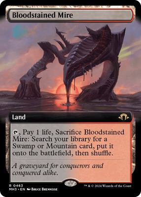 Bloodstained Mire (Extended Art) card from Modern Horizons 3