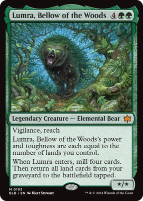 Lumra, Bellow of the Woods card from Bloomburrow