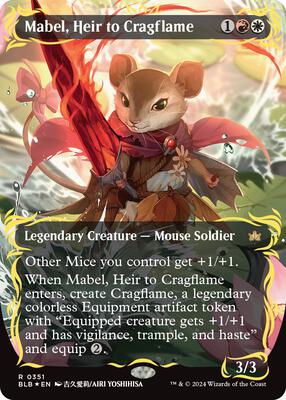 Mabel, Heir to Cragflame (Borderless) (Raised Foil) card from Bloomburrow