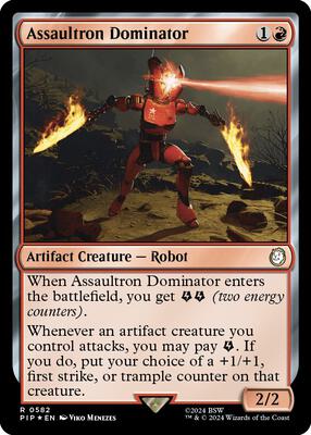 Assaultron Dominator (Surge Foil) card from Universes Beyond: Fallout