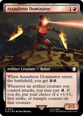 Assaultron Dominator (Extended Art) (Surge Foil) card from Universes Beyond: Fallout