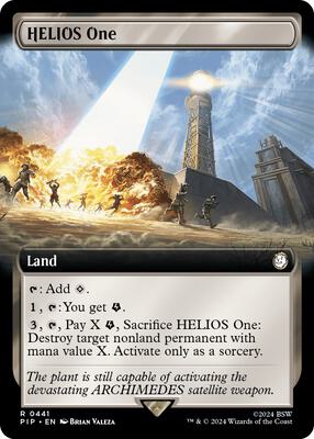 HELIOS One (Extended Art) card from Universes Beyond: Fallout