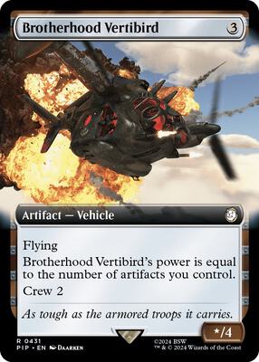 Brotherhood Vertibird (Extended Art) card from Universes Beyond: Fallout
