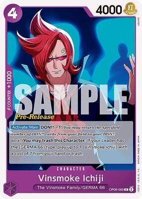 Vinsmoke Ichiji (060) card from Wings of the Captain Pre-Release Cards