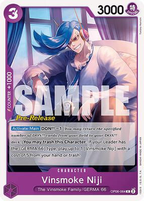 Vinsmoke Niji (064) card from Wings of the Captain Pre-Release Cards