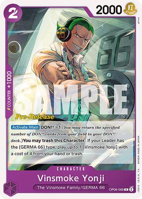 Vinsmoke Yonji (066) card from Wings of the Captain Pre-Release Cards