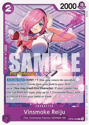 Vinsmoke Reiju (068) card from Wings of the Captain Pre-Release Cards