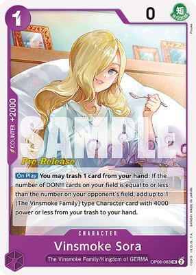 Vinsmoke Sora card from Wings of the Captain Pre-Release Cards