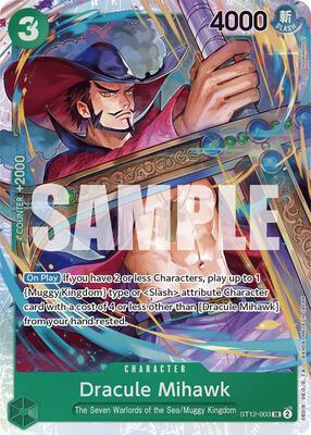 Dracule Mihawk card from Starter Deck 12: Zoro and Sanji