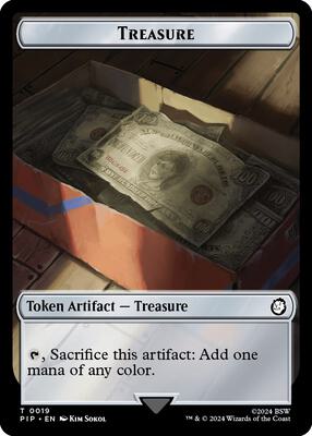 Treasure (0019) // Alien Double-Sided Token card from Universes Beyond: Fallout
