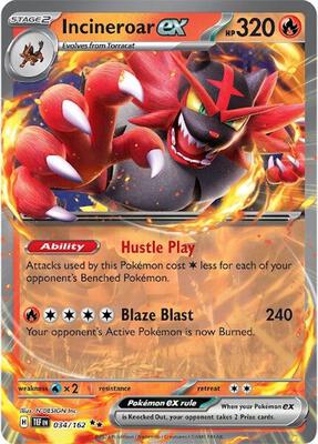 Incineroar ex - 034/162 card from SV05: Temporal Forces