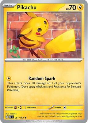 Pikachu card from SV05: Temporal Forces