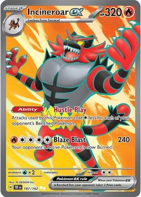 Incineroar ex - 187/162 card from SV05: Temporal Forces