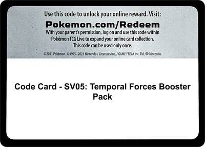 Code Card - SV05: Temporal Forces Booster Pack card from SV05: Temporal Forces