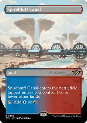 Spirebluff Canal (Borderless) card from Outlaws of Thunder Junction