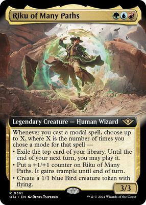 Riku of Many Paths (Extended Art) card from Outlaws of Thunder Junction