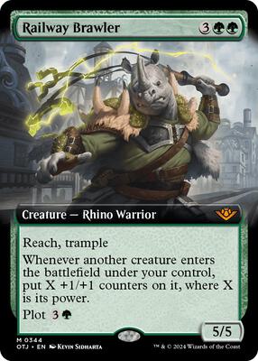 Railway Brawler (Extended Art) card from Outlaws of Thunder Junction