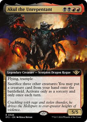 Akul the Unrepentant (Extended Art) card from Outlaws of Thunder Junction