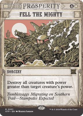 Fell the Mighty card from Outlaws of Thunder Junction: Breaking News