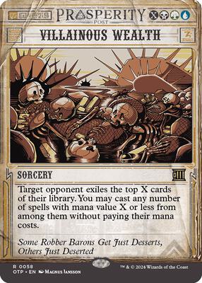 Villainous Wealth card from Outlaws of Thunder Junction: Breaking News